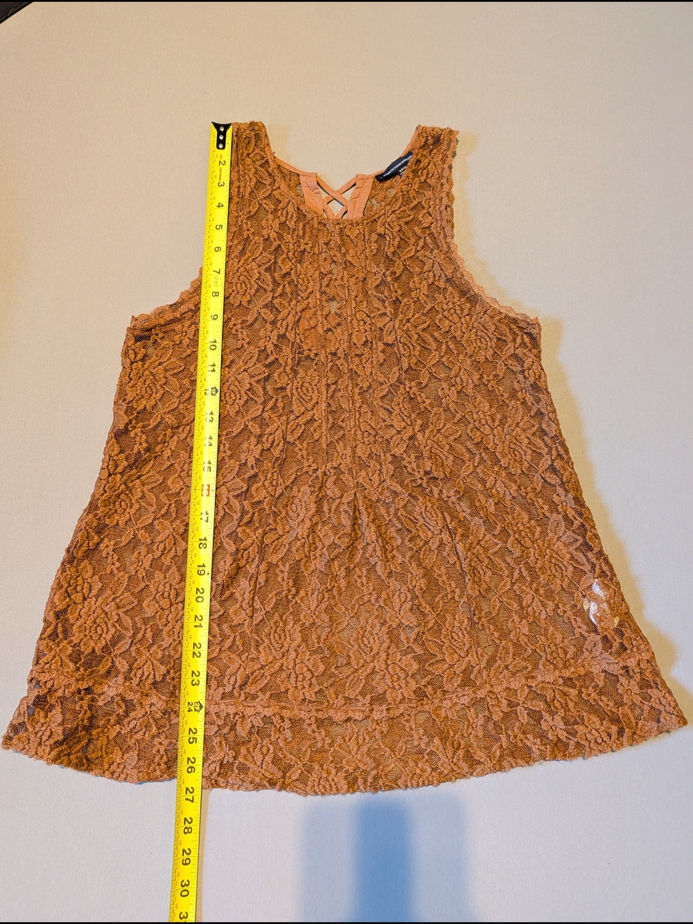 AE Brown Sheer Crochet Lace Sleeveless Cami Tank Top Small S Relaxed Boho Casual - Picture 7 of 8